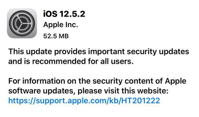 黄龙苹果手机维修分享iOS12.5.2发布，建议所有老苹果用户安装 